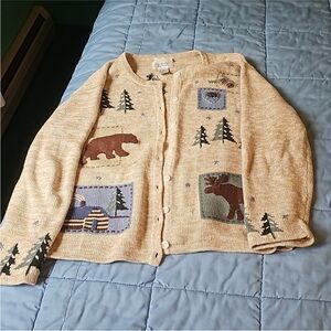 Christopher and Banks Embroidered Winter Cardigan